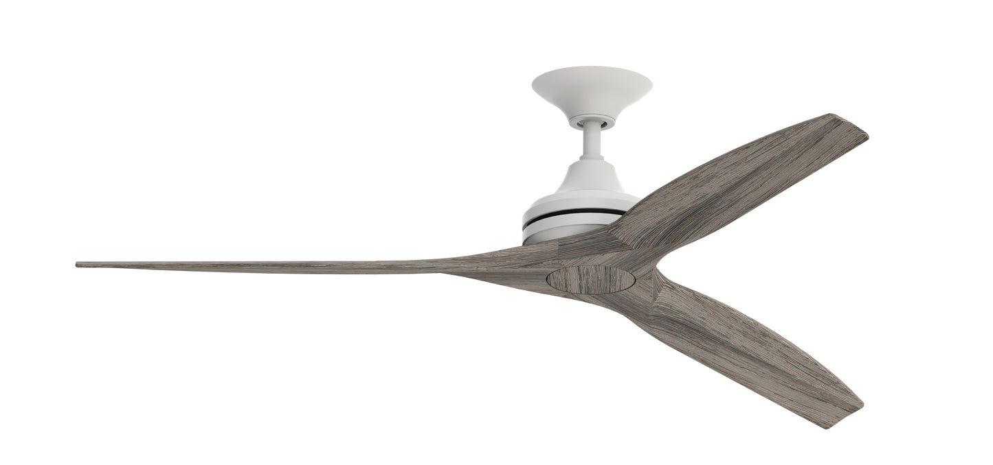 Spitfire — Matte White motor · Weathered Wood blades