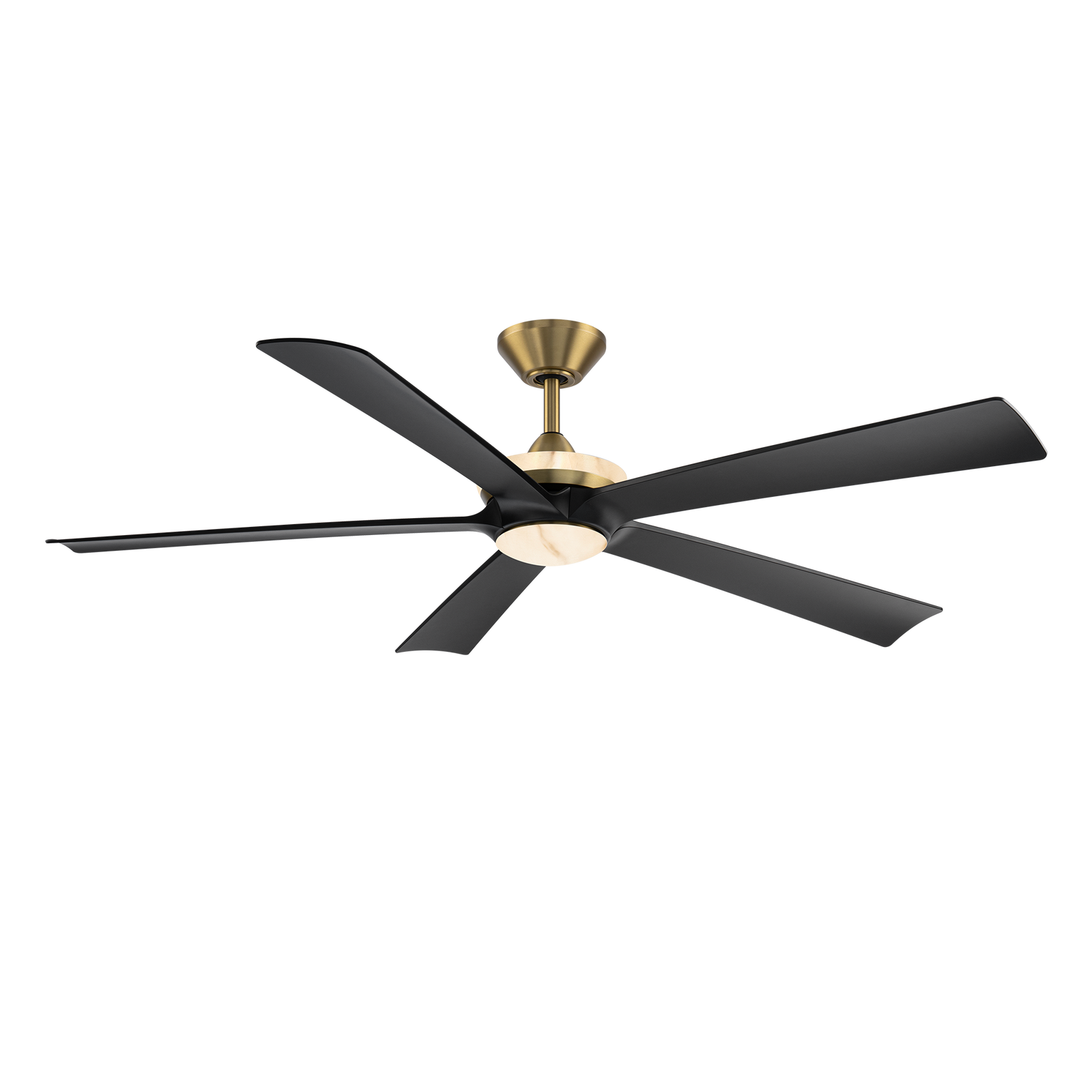 Modern Forms Crown ceiling fan — Soft Brass / Matte Black blades