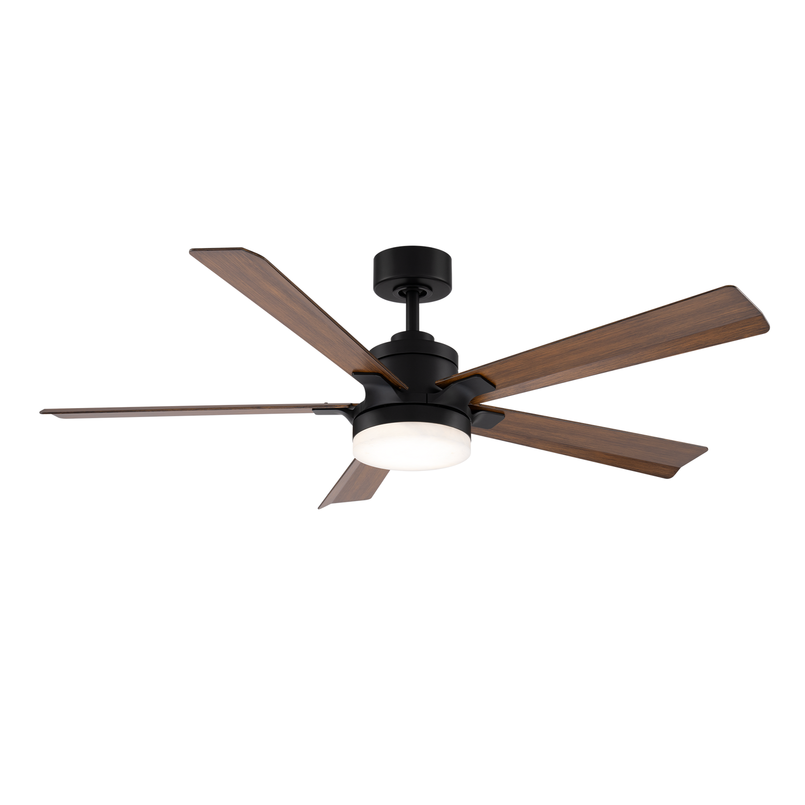 Modern Forms Radiant 56" ceiling fan — Matte Black / Distressed Koa
