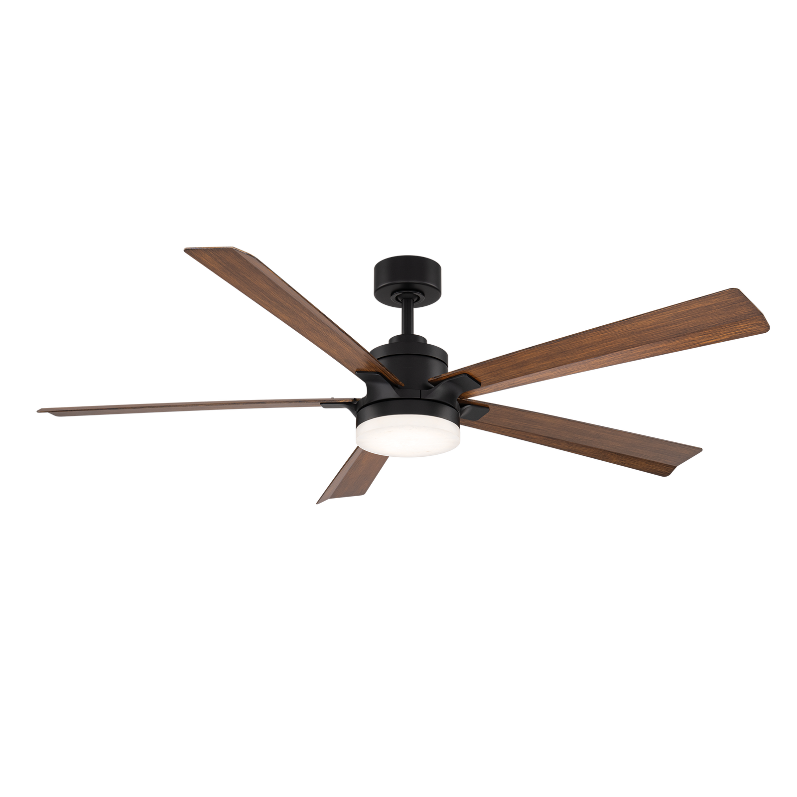 Modern Forms Radiant 64" ceiling fan — Matte Black / Distressed Koa