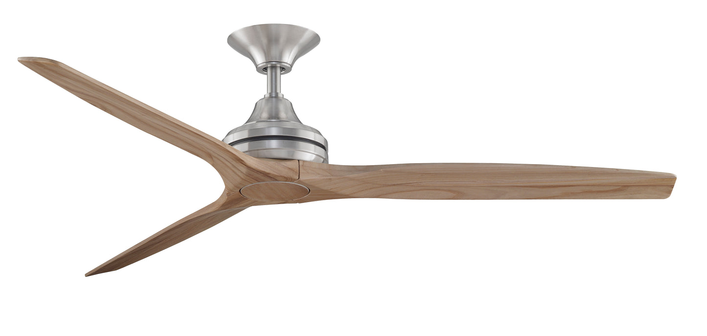 Spitfire — Brushed Nickel motor · Natural Wood blades