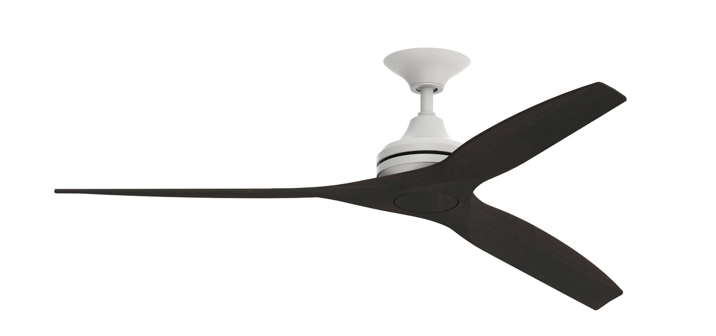 Spitfire — Matte White motor · Dark Walnut blades